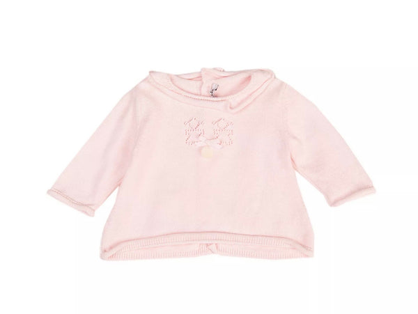 Le BEBE' Baby Girl Light Pink Knitted Outfit Cardigan and Shorts Set