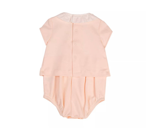 LARANJINHA Baby Girl Two Tone Collared Body Romper Light Pink With Logo