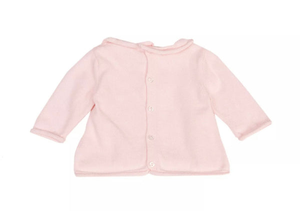 Le BEBE' Baby Girl Light Pink Knitted Outfit Cardigan and Shorts Set