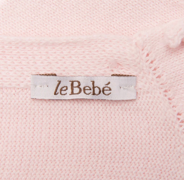 Le BEBE' Baby Girl Light Pink Knitted Outfit Cardigan and Shorts Set