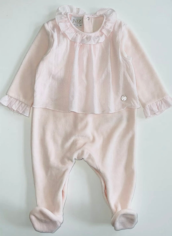 PAZ Rodriguez Baby Girl Light Pink Collared Babygrow With Front Logo