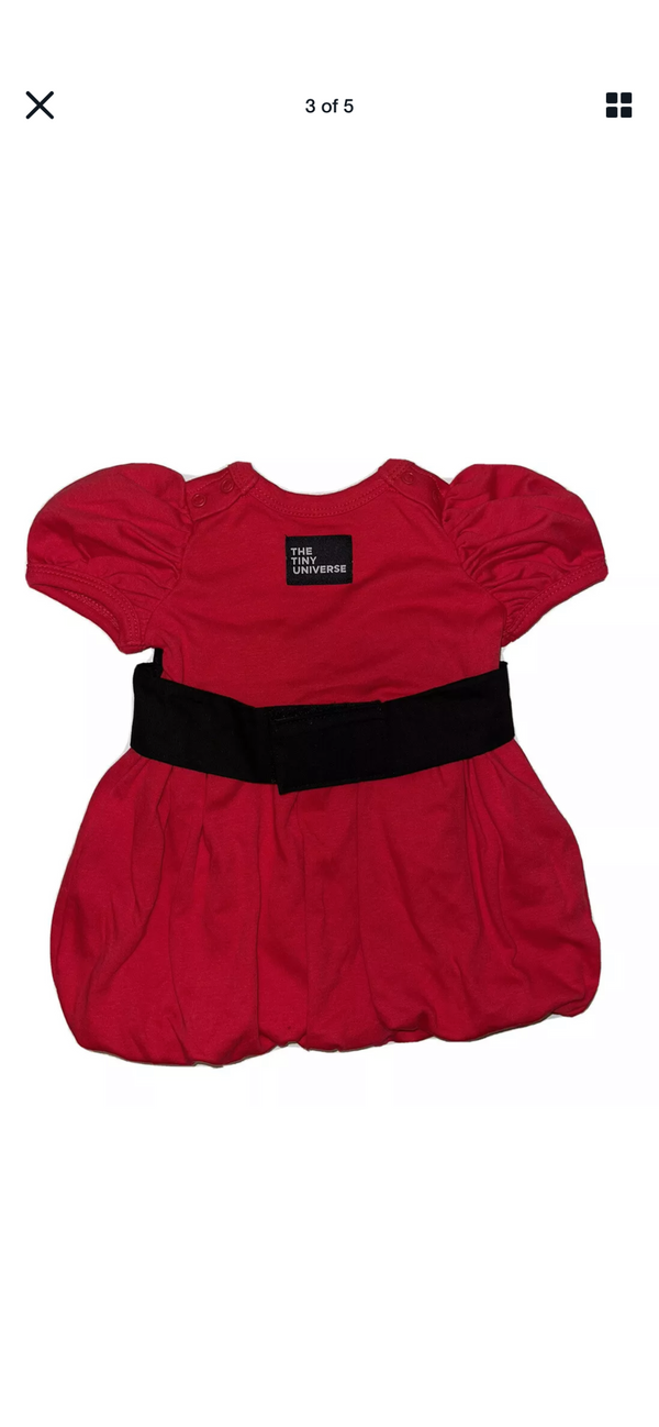 THE TINY UNIVERSE Girls Red Dress With Black Big Bow