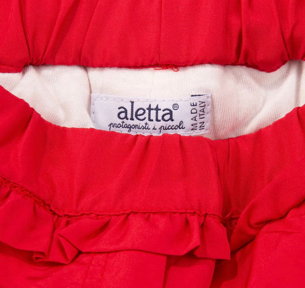 ALETTA Baby Girl Red Padded Trousers With Ruffle Details