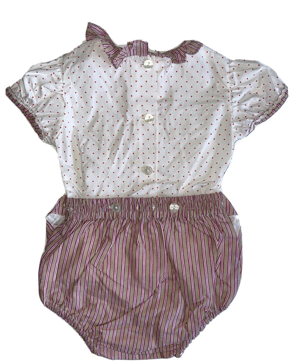 PAN CON CHOCOLATE Baby Girl 2 Pieces Outfit Polka Dots/ Stripped Pattern