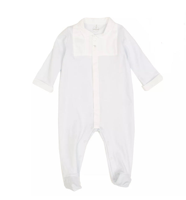 LARANJINHA Light Blue Boys Babygrow Two Tone With Regular Collar