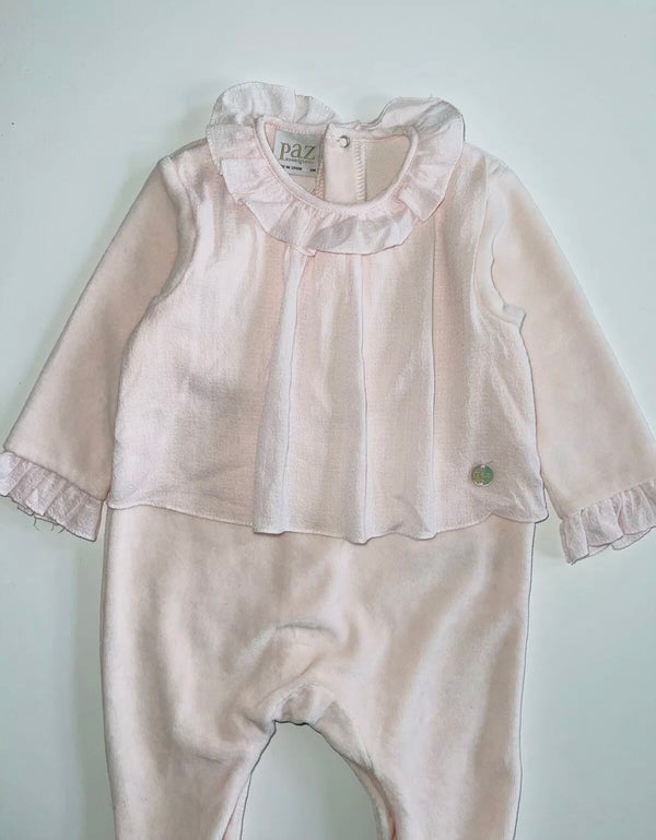 PAZ Rodriguez Baby Girl Light Pink Collared Babygrow With Front Logo