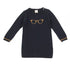 NICE THINGS Mini Girls Navy Blue and Gold 100% Wool Dress