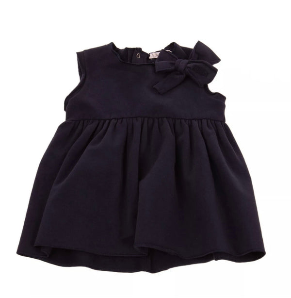 LE BEBE' Sweat Flare Navy Blue Dress With Front Side Bow