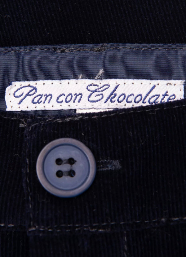 PAN CON CHOCOLATE Boys Corduroy Navy Blue Chino Trousers