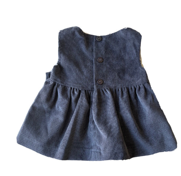 ALETTA Baby Girl Corduroy Grey Dress With Front Bow