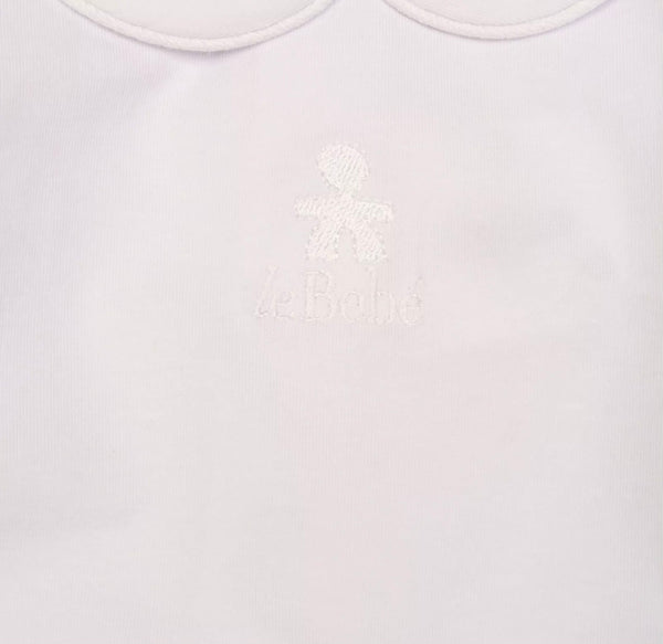 LE BEBE' Baby Set White Collared Blouse & Bottoms With Embroidered Logo