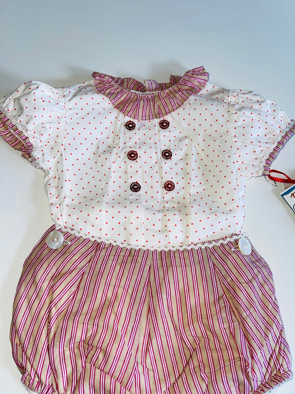 PAN CON CHOCOLATE Baby Girl 2 Pieces Outfit Polka Dots/ Stripped Pattern