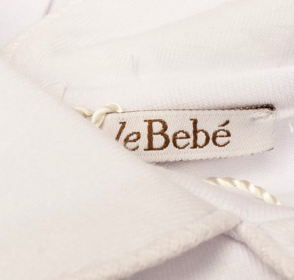 LE BEBE' Baby Set White Collared Blouse & Bottoms With Embroidered Logo