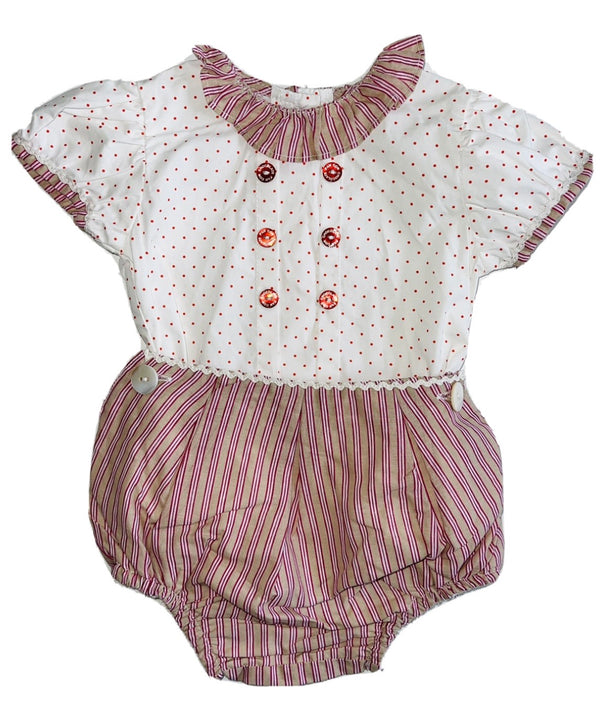 PAN CON CHOCOLATE Baby Girl 2 Pieces Outfit Polka Dots/ Stripped Pattern