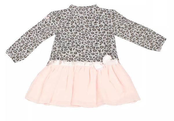 MIRTILLO Baby Girl Dress Leopard Pattern With Front Bow