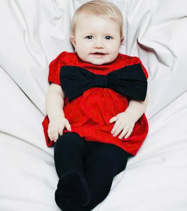 THE TINY UNIVERSE Girls Red Dress With Black Big Bow